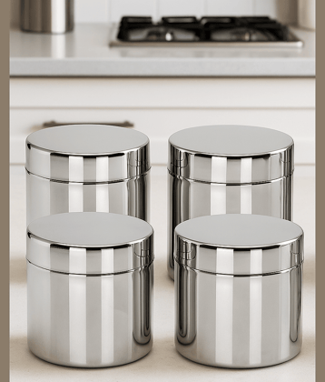 Visaxmi Stainless Steel Silver Multi-Purpose Container ( Set of 4 )