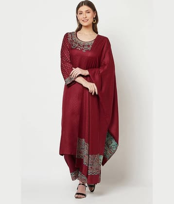 SAFAA Unstitched Woollen Self Design Dress Material - Dark Blue ( Pack of 1 )