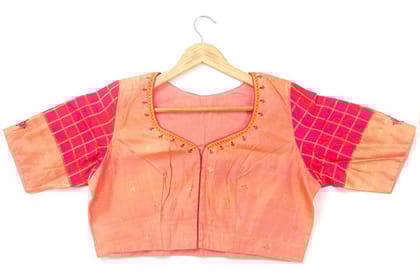 Peach And Pink Silkcotton Readymade Blouse PV BL 153-42