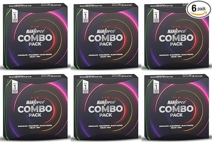 Manforce Combo Lubricated Dotted Condom | Chocolate Strawberry Black Grapes Melon & Mint | 20 Sheets x Pack of 6