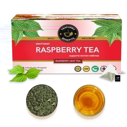 TEACURRY Raspberry Leaf Tea (1 Month Pack | 30 Tea Bags) - Helps with Period health, Fertility, Labour & Child birth