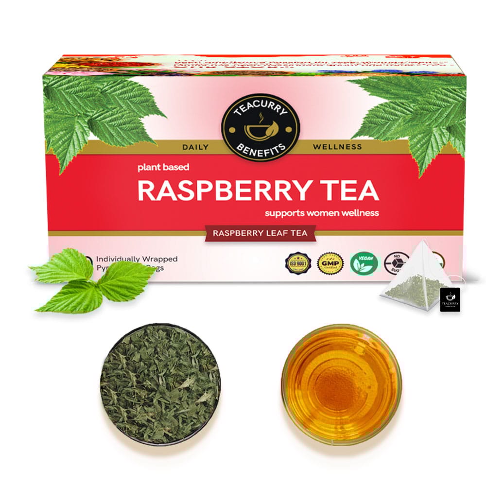 TEACURRY Raspberry Leaf Tea (1 Month Pack | 30 Tea Bags) - Helps with Period health, Fertility, Labour & Child birth