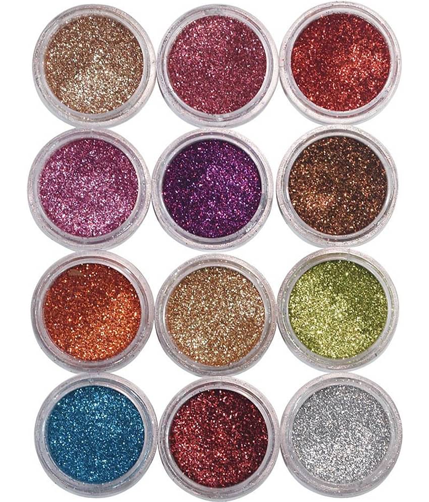 Chiranjeevi Eye Care Thick Shimmer Glitter Eyes Powder Colours ( Pack Of 12 ) l