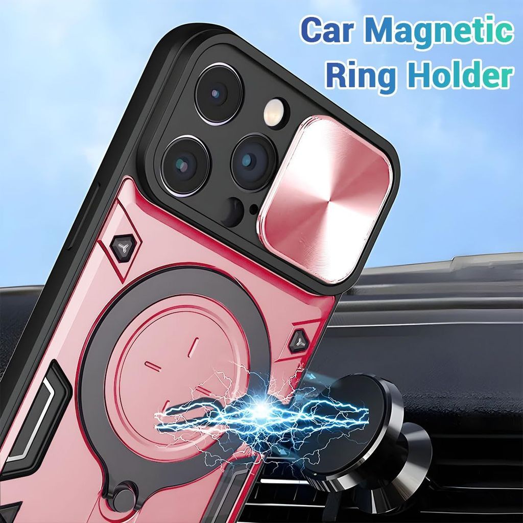 LIRAMARK Case with Apple iPhone 12 ProMax (6.1 inch) with Stand & Slider Camera Military