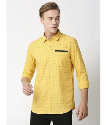 Solemio 100% Cotton Slim Fit Printed Full Sleeves Mens Casual Shirt - Yellow ( Pack of 1 ) - None