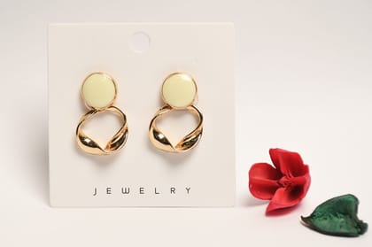 Opal Shaped Drop Earring-White