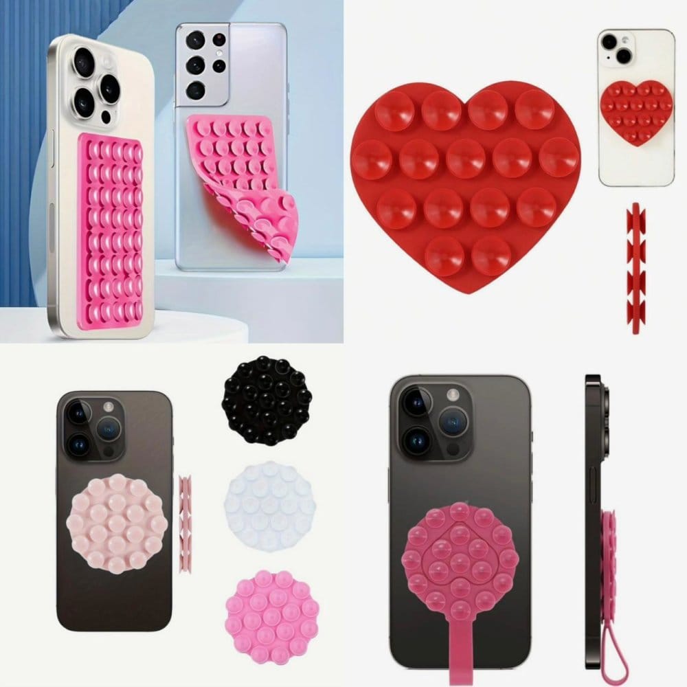 Silicon Suction Phone Holder |Silicone Hands-Free Sticky Pads for Phone | Anti-Slip Silicone Multipurpose Hands-Free Sticky Pads for Phone Case Mount for Selfies Videos Mirror Shower Car Dashboard - ( Random Colour & Design ) (Pack - 1)