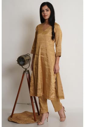 Gold Tissue Chanderi Co-ord Kurta Set of 2-S