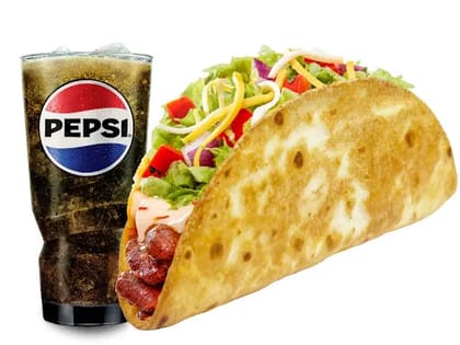 Crunchy Wheat Taco Pinto Bean + Pepsi
