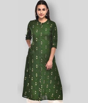 Pistaa - Green Cotton Women's Front Slit Kurti ( Pack of 1 )