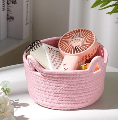 Generic Cotton Pack Of_1 Cat Basket 8x4 Inch Storage Basket For Clothes (Pink)-PID66454 Generic Cotton Pack Of_1 Cat Basket 8x4 Inch Storage Basket For Clothes (Pink)-PID66454
