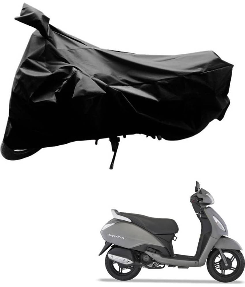 AutoRetail Dust Proof Two Wheeler Polyster Cover for TVS  Jupiter (Mirror Pocket, Black Color)
