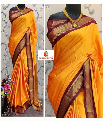 Mysstre Cotton Silk Woven Saree With Unstitched Blouse Piece ( Orange )