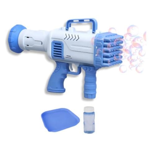 New JoyMates 32 - Holes Electric Gatling Bubble Gun Toy for Kids - Outdoor & Indoor - Includes Bubble Solution - Fun Bubble Maker for Boys and Girls 100% Safe (Multicolor) Colour as per Available.