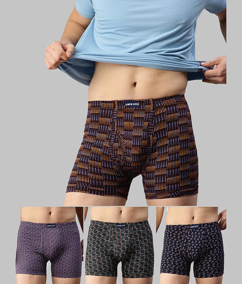 Pack of 4 Lux Cozi - Black Cotton Men's Trunks