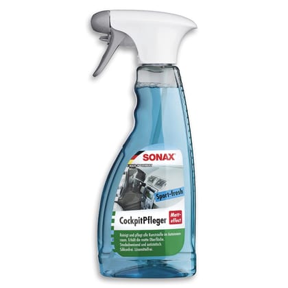 SONAX Cockpit Spray Matt Effect 500ml | Sport Fresh Fragrance | Dashboard Cleaner for Car | Dust-Repellent, Protective Plastic Care | For Matte, Textured Surfaces, Wooden Panels | Art. No. 03572410