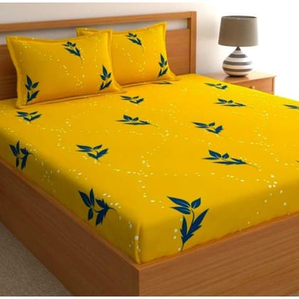 Homdazal Microfibre Abstract Queen Size (Mango Yellow)