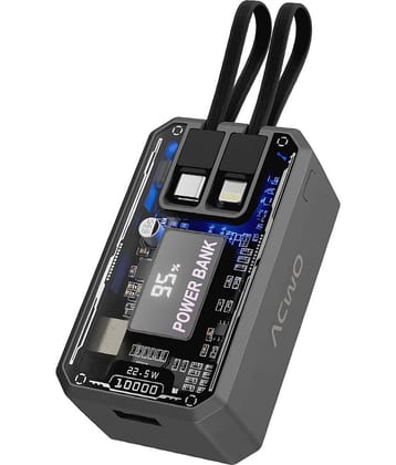 ACwO POwER Plus Ultra, Quick Charging With 10000mAh Battery Capacity, High Output PD, Transparent Case Design, Charge 4 Devices At Once