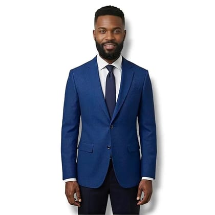 Men's Royal Blue Slim Fit Two-Button Blazer, Smart Casual Suit Jacket