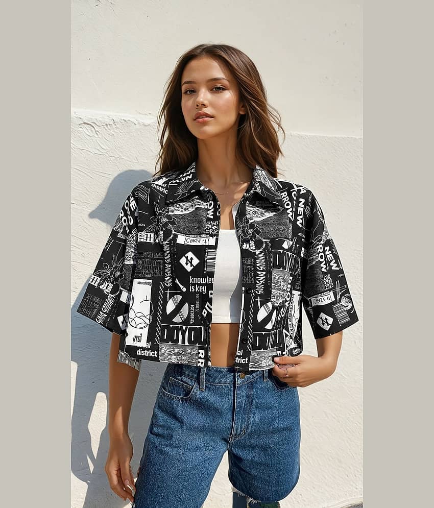 Aahwan Women Polyester Shirt ( Black )