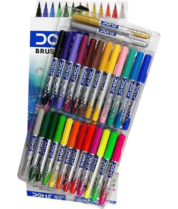 Doms Super Soft Artist Brush Pens Set (Set Of 26, Multicolor)