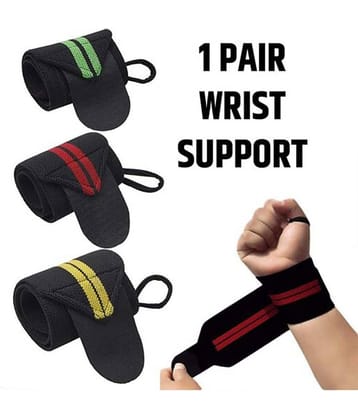 Wrist Support with Thumb Loop Double Color for Gym Fitness (1 Pair)