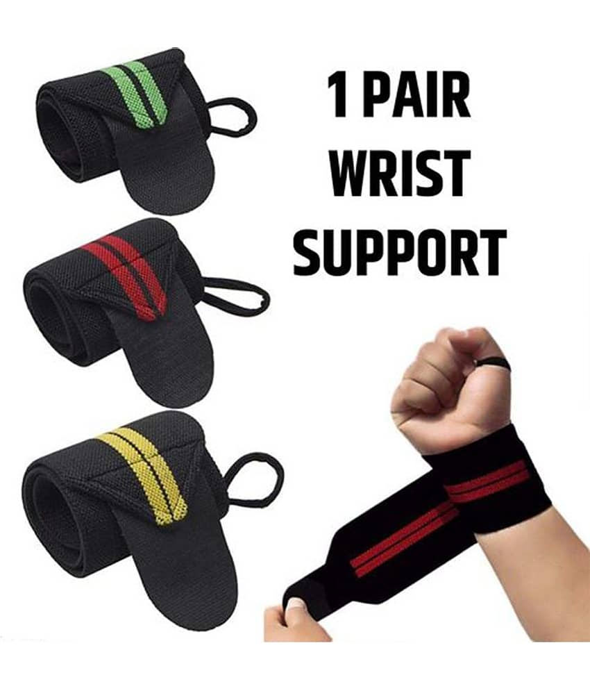 Wrist Support with Thumb Loop Double Color for Gym Fitness (1 Pair)