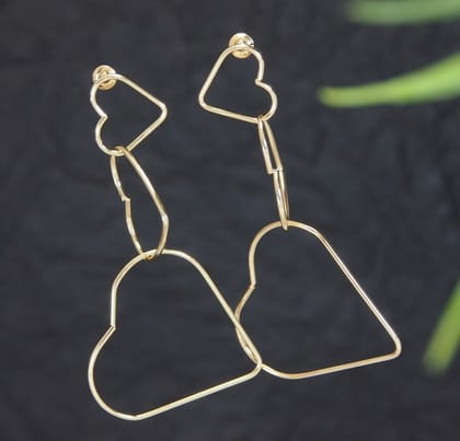 Stainless Steel Rosegold Plated Heart Shaped Drop Earring- STNER 3869