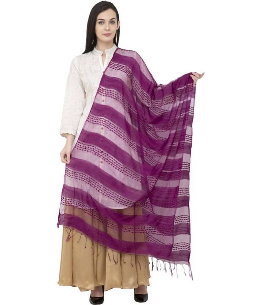 A R Silk Purple Organza Hand Painted Dupatta