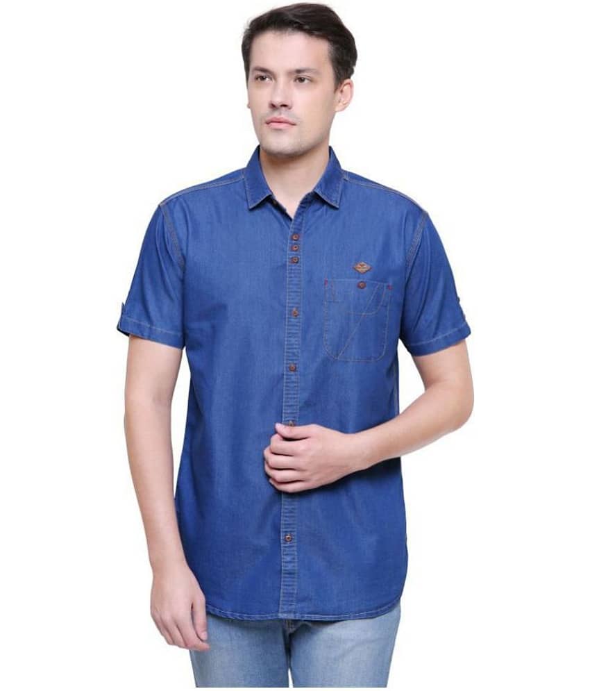 Kuons Avenue Denim Slim Fit Men's Casual Shirt - Navy ( Pack of 1 )