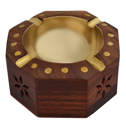 India Handmade Wooden Hexagon Shaped Home and Office Ashtray for Cigar and Cigarettes 