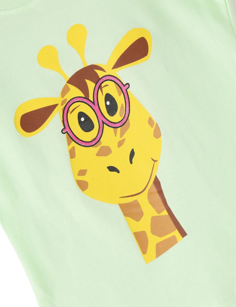 Premium Kids Girls T shirt Cotton Patina Green Giraffe 2025 at ShopCircuit | ONDC