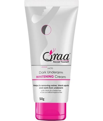 Qraa Advanced Lacto Dark Underarm Cream | For Uneven Skin Tone and Dark Underarms |Paraben Free | For Dark Body Parts like Neck, Ankles, Armpits, Thighs, Elbows & Underarm 50gm Pack of 1