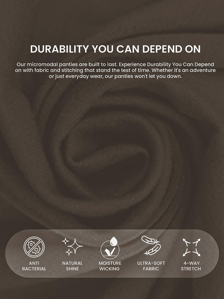 Freecultr Women’s Micromodal Mid-Rise Hipster | Super Soft & Breathable Fabric | Medium Rear Coverage | Comfortable Stretch Elastic | Pack of 3 |Color - Clay,Coffee,Sable Black