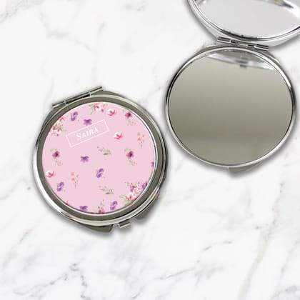 Floral Fiesta Kids Compact Mirror-Solid Pink