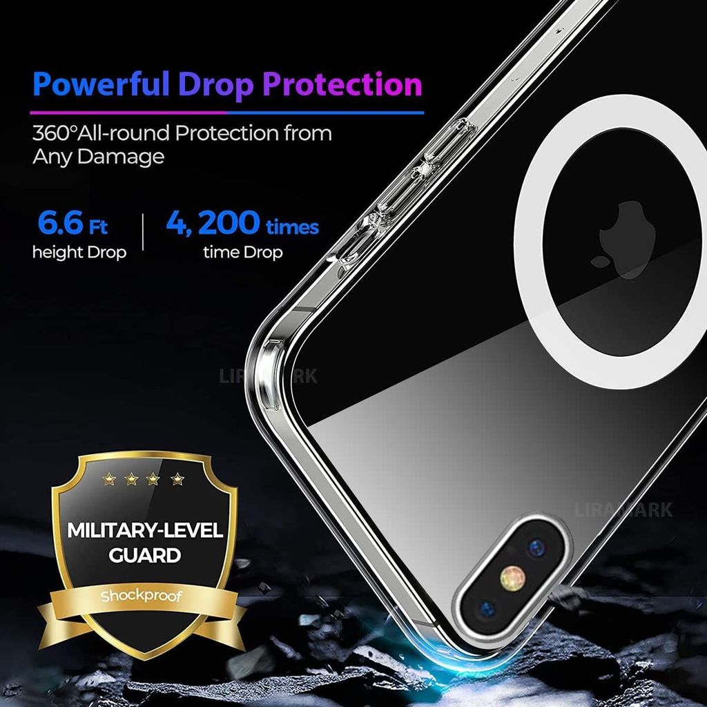LIRAMARK Magnetic MagSafe Compatible Protective Case for Apple iPhone X/XS (Transparent)