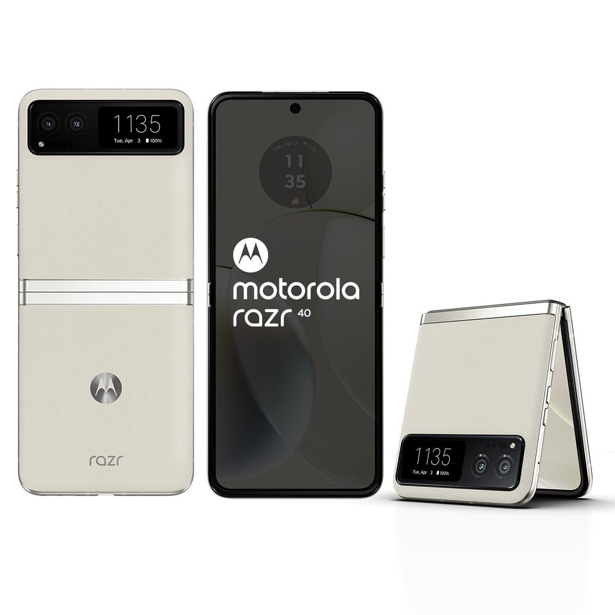 Motorola razr 40 (Vanilla Cream, 8GB RAM, 256GB Storage) | External AMOLED Display | 6.9" AMOLED 144Hz Display | 64MP Main Camera | Android 13 Vanilla Cream