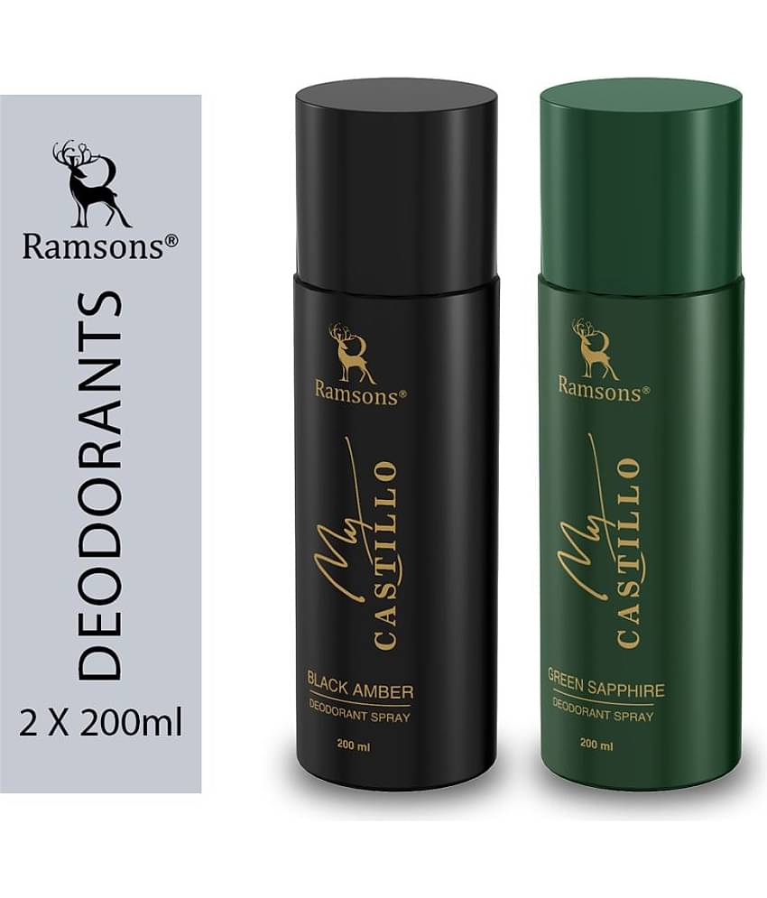 Ramsons - CASTILLO BLACK & CASTILLO GREEN SAPPHIRE Deodorant Spray for Unisex 400 ml ( Pack of 2 )