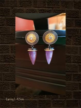 Pink drop dual finish earring