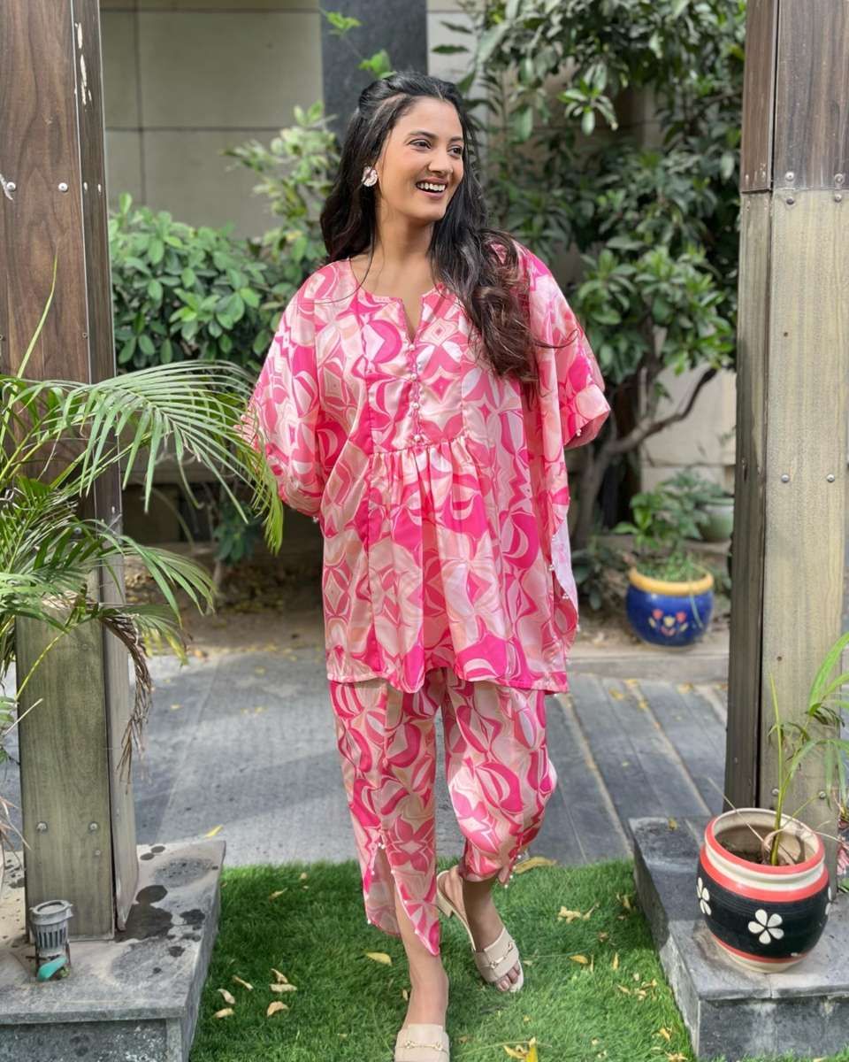 Pink Pearl Kaftan Co-ord Set-XS / XS