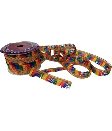 PRANSUNITA Multicolor Fancy Lace– 18 MTS – for Lohri,Makar Sankranti,Basant Panchami, Pongal Decoration Gift Packing, Vandanwar Ethnic Bangles Candle Tea Lights Women's Dresses – Size 2 cm