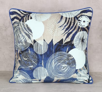 India Circus Discoid Azure - Cotton Duck Cushion Cover- 12 X 12 Inch