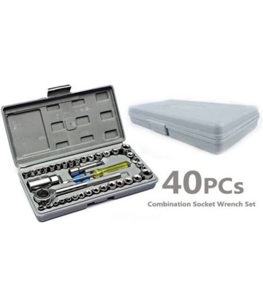 KP Mart 40 in 1 Pcs Tool Kit and Screwdriver and Socket Set Automobile Tool Box Set Socket Wrench Sleeve Suit Hardware Auto Car Repair Tools Socket Wrenches