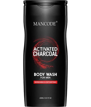 Mancode Activated Charcoal Body Wash For Men , Face with Active Charcoal and Natural Oils, 450 ml (Pack of 1)
