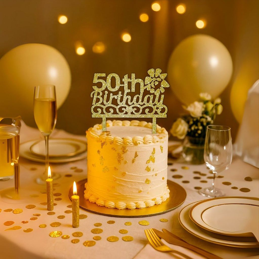 Happy 50th Birthday Cake Topper - 1PC - Party and Festive Needs | Buy online on ZillyBuy