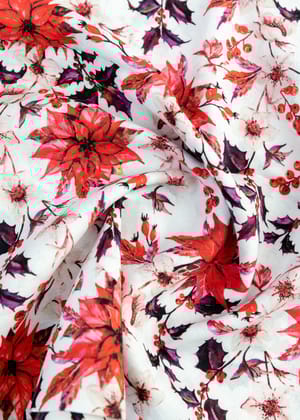 Linen Cotton Blend,Digital Print,Plain,White And Multi Colour Floral, Men And Women, Unstitched Shirting Or Top Fabric-1 Meter