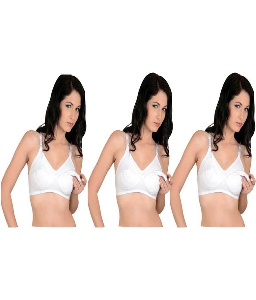 Softskin Pack of 3 Poly Cotton Non Padded Women's Everyday Bra ( White )