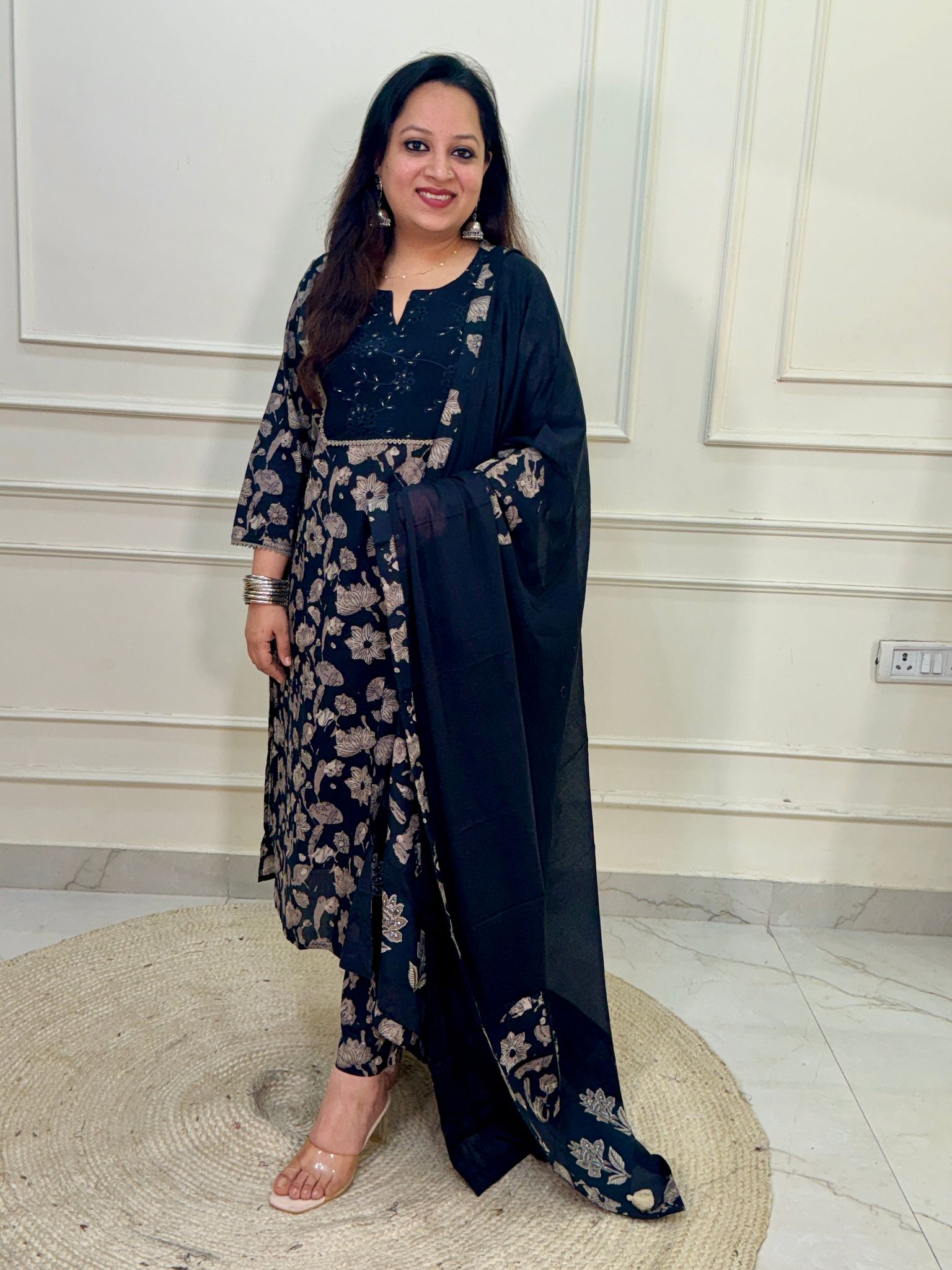 Black beauty 3 piece premium Cotton Suit Set- Black-M-38