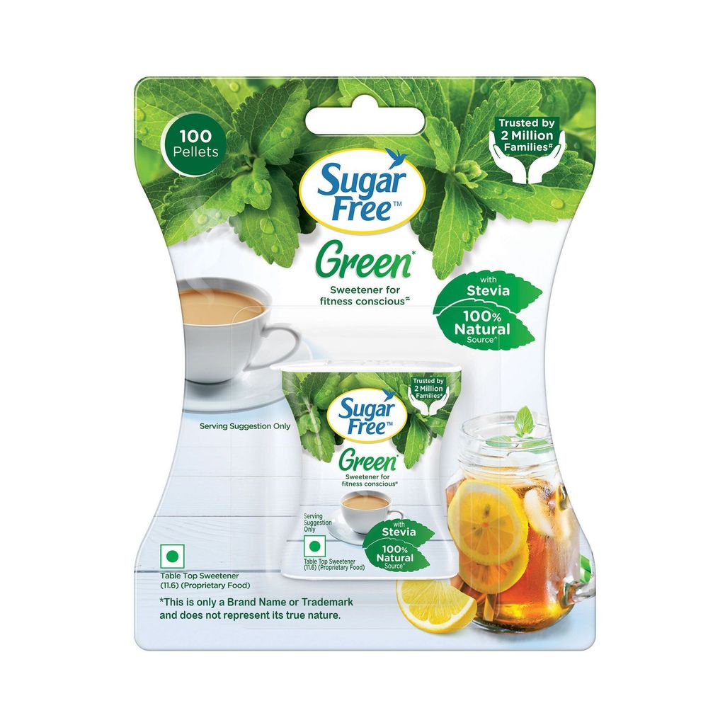 Sugar Free Green Stevia, 100 Pellets |100% Plant-based Natural Sweetener | 100% Natural Meethi Tulsi (Stevia) leaves| Sweet like Sugar but with zero calories | 10g
