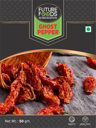 Future Foods Premium Ghost Pepper | Bhut Jolokia/Raja Mircha/Raja Chilli | Ideal for Making Hot Sauces | Hottest Pepper in the World | 100000 SHU | 50g